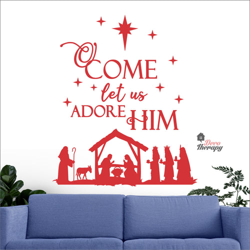 Come Let Us Adore Him Nativity Manger Christmas Wall Decal Decotherapy