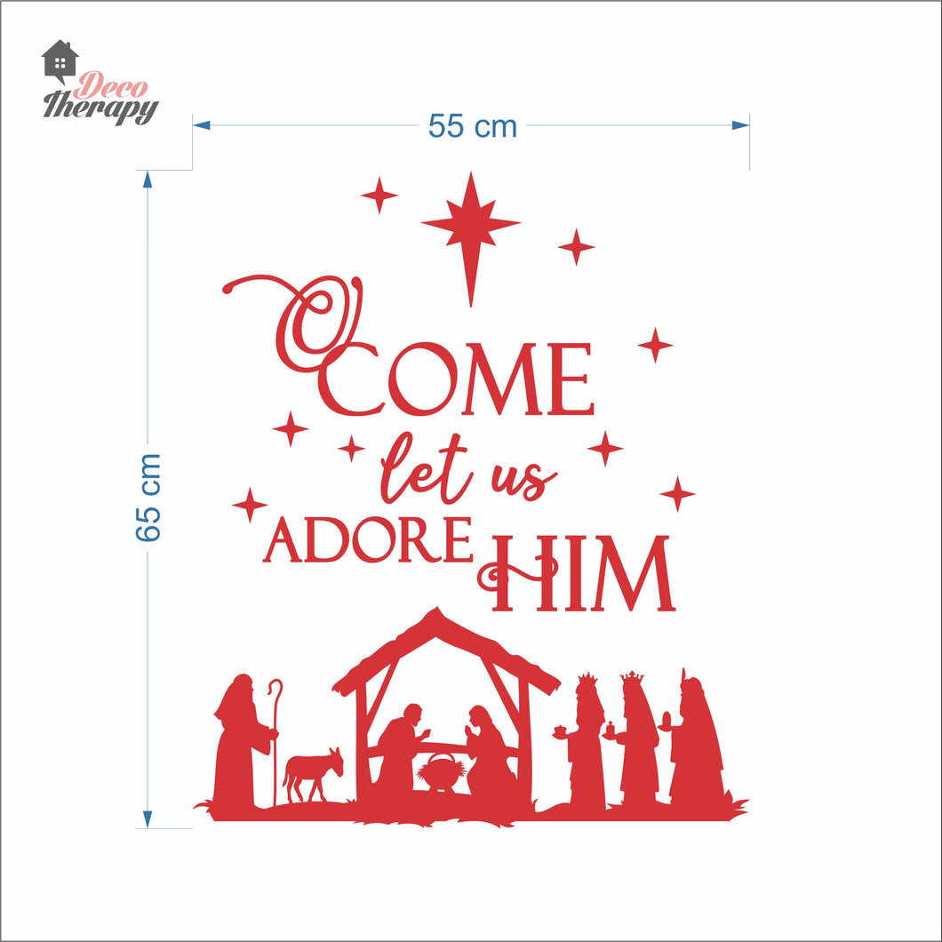 Come Let Us Adore Him Nativity Manger Christmas Wall Decal Decotherapy