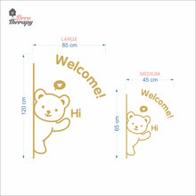Load image into Gallery viewer, Cute Bear Welcome Sign Cafe Store Restaurant Wall Decal Decotherapy