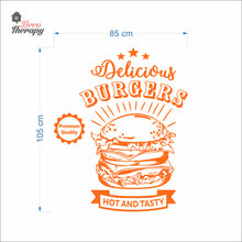 Load image into Gallery viewer, Delicious Burgers Hot And Tasty Premium Quality Wall Decal