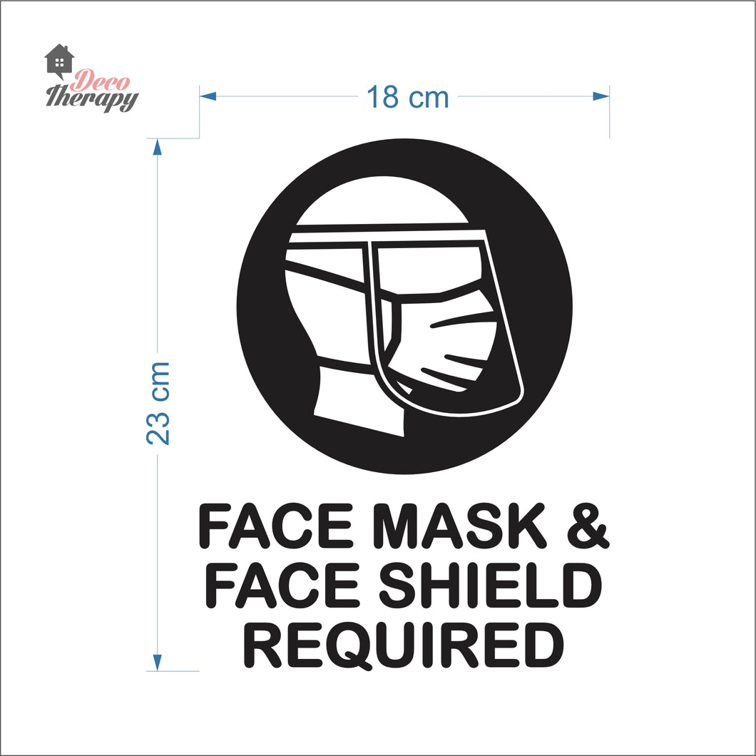 Face Mask Face Shield Required Sign Sticker Self-Adhesive Decotherapy