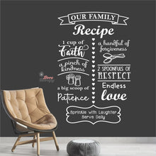 Load image into Gallery viewer, Family Recipe Cup Of Faith Pinch Of Kindness Big Scoop Of Patience Wall Decal Decotherapy