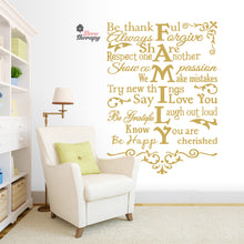 Load image into Gallery viewer, Family Rules Be Thankful Always Forgive Share Respect Wall Decal Decotherapy
