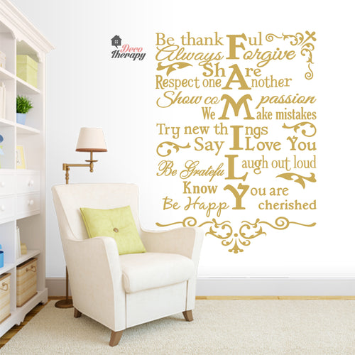 Family Rules Be Thankful Always Forgive Share Respect Wall Decal Decotherapy