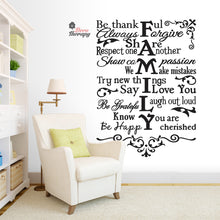Load image into Gallery viewer, Family Rules Be Thankful Always Forgive Share Respect Wall Decal Decotherapy