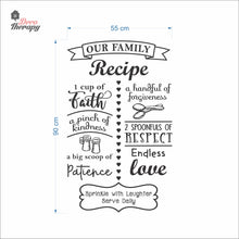 Load image into Gallery viewer, Family Recipe Cup Of Faith Pinch Of Kindness Big Scoop Of Patience Wall Decal Decotherapy