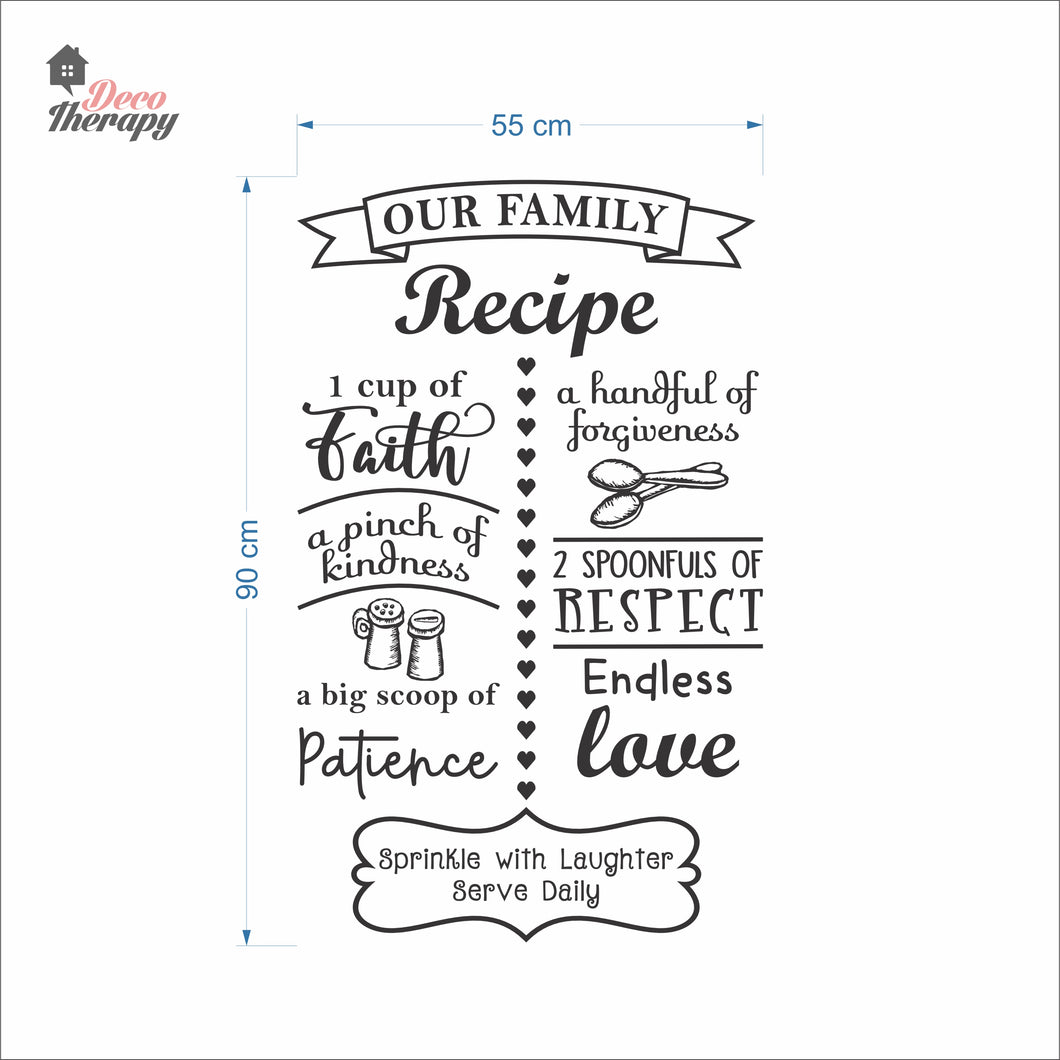 Family Recipe Cup Of Faith Pinch Of Kindness Big Scoop Of Patience Wall Decal Decotherapy