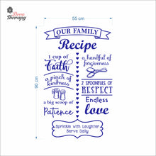 Load image into Gallery viewer, Family Recipe Cup Of Faith Pinch Of Kindness Big Scoop Of Patience Wall Decal Decotherapy