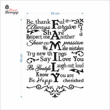 Load image into Gallery viewer, Family Rules Be Thankful Always Forgive Share Respect Wall Decal Decotherapy