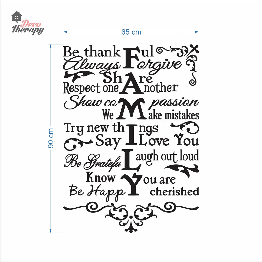 Family Rules Be Thankful Always Forgive Share Respect Wall Decal Decotherapy