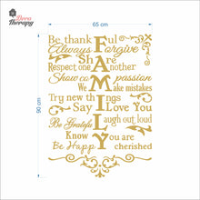 Load image into Gallery viewer, Family Rules Be Thankful Always Forgive Share Respect Wall Decal Decotherapy