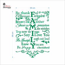 Load image into Gallery viewer, Family Rules Be Thankful Always Forgive Share Respect Wall Decal Decotherapy