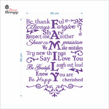 Load image into Gallery viewer, Family Rules Be Thankful Always Forgive Share Respect Wall Decal Decotherapy