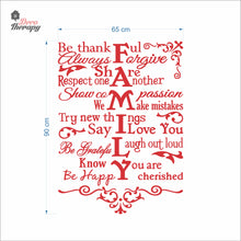 Load image into Gallery viewer, Family Rules Be Thankful Always Forgive Share Respect Wall Decal Decotherapy