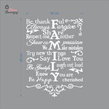 Load image into Gallery viewer, Family Rules Be Thankful Always Forgive Share Respect Wall Decal Decotherapy