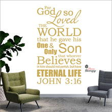 Load image into Gallery viewer, For God So Loved The World John 3:16 V2 Wall Decal Decotherapy