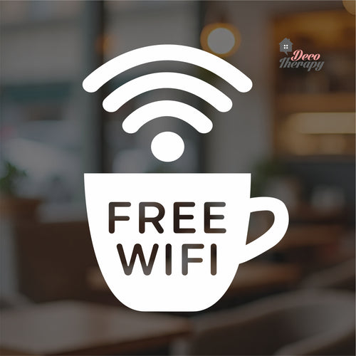 Free Wifi Cafe Sign Sticker Self-Adhesive Decotherapy