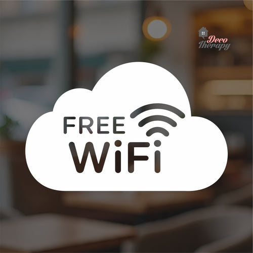 Free Wifi Cloud Sign Sticker Self-Adhesive Decotherapy