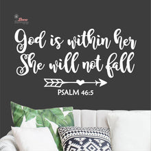 Load image into Gallery viewer, God Is Within Her She Will Not Fall V1 Wall Decal Decotherapy