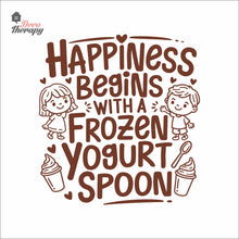 Load image into Gallery viewer, Happiness Begins With Frozen Yogurt Spoon Wall Decal Decotherapy