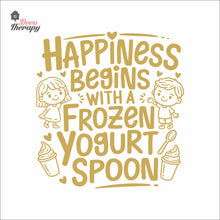 Load image into Gallery viewer, Happiness Begins With Frozen Yogurt Spoon Wall Decal Decotherapy