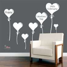 Load image into Gallery viewer, Hearts Balloon Happy Valentines Day 14th February DIY Wall Decal Decotherapy