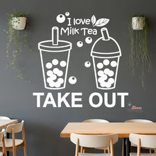 Load image into Gallery viewer, I Love Milktea Take Out Sign Wall Decal Decotherapy
