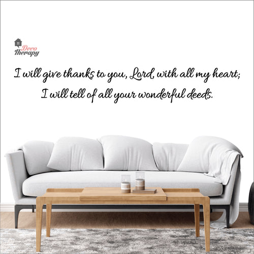 I Will Give Thanks To You Will All My Heart Wall Decal Decotherapy