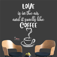 Load image into Gallery viewer, Love Is In The Air It Smells Like Coffee Heart Cup Wall Decal Decotherapy