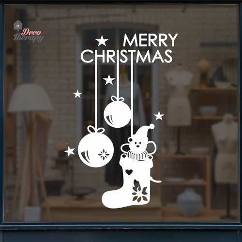 Merry Christmas Hanging Bells and Socks Wall Decal Decotherapy