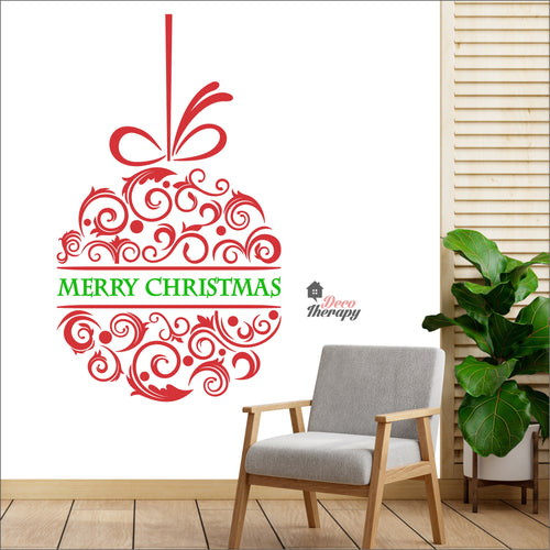 Merry Christmas Ribbon Ball Wall Decal Decotherapy
