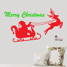 Load image into Gallery viewer, Merry Christmas Santa Reindeer Wall Decal