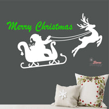 Load image into Gallery viewer, Merry Christmas Santa Reindeer Wall Decal