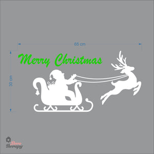 Merry Christmas Santa Reindeer Wall Decal