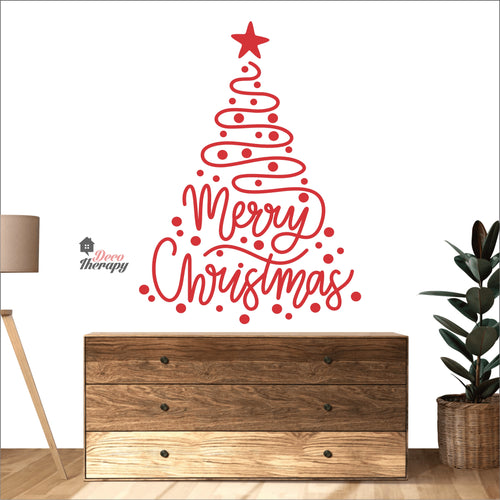 Merry Christmas Swirl Tree Wall Decal Decotherapy