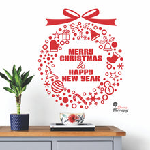 Load image into Gallery viewer, Merry Christmas &amp; Happy New Year Wreath Wall Decal Decotherapy