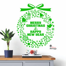 Load image into Gallery viewer, Merry Christmas &amp; Happy New Year Wreath Wall Decal Decotherapy