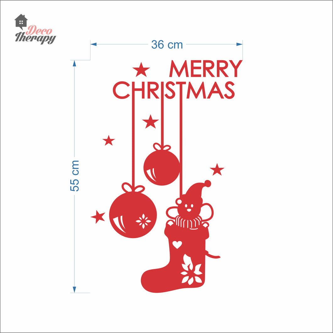 Merry Christmas Hanging Bells and Socks Wall Decal Decotherapy