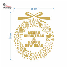 Load image into Gallery viewer, Merry Christmas &amp; Happy New Year Wreath Wall Decal Decotherapy