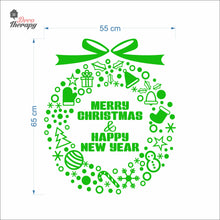 Load image into Gallery viewer, Merry Christmas &amp; Happy New Year Wreath Wall Decal Decotherapy