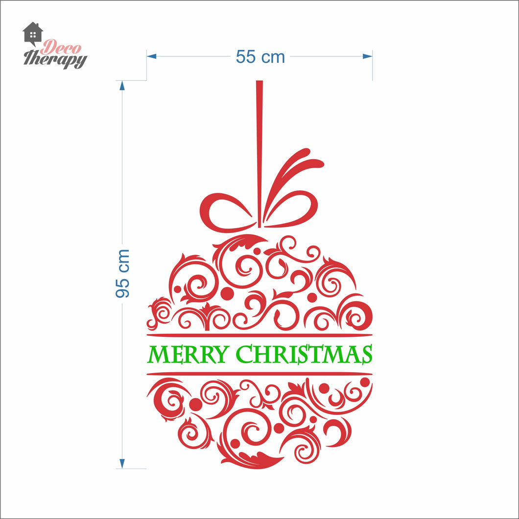 Merry Christmas Ribbon Ball Wall Decal Decotherapy