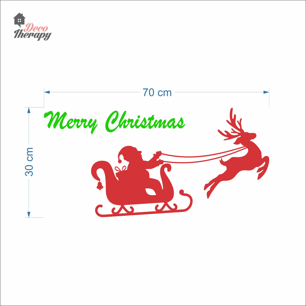 Merry Christmas Santa Reindeer Wall Decal Decotherapy