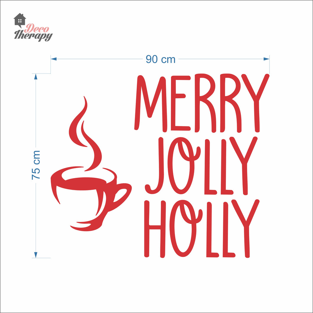 Merry Jolly Holly Coffee Tea Christmas Wall Decal Decotherapy