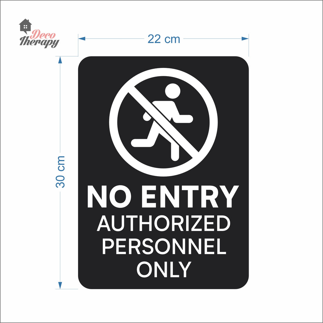 No Entry Authorized Personnel Only Door Sign Sticker Self-Adhesive Decotherapy