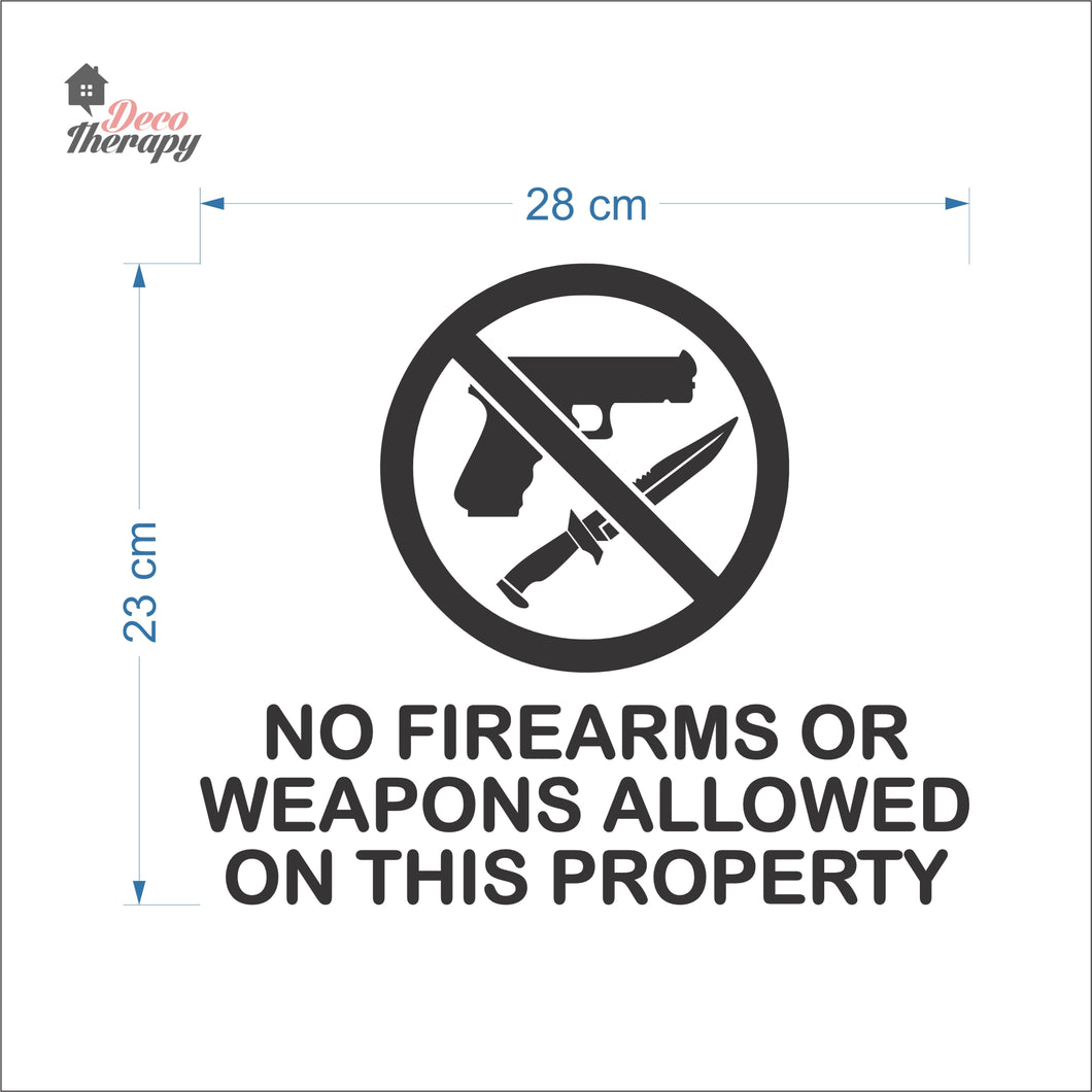 No Firearms Or Weapons Allowed On This Property Sign Sticker Self-Adhesive Decotherapy