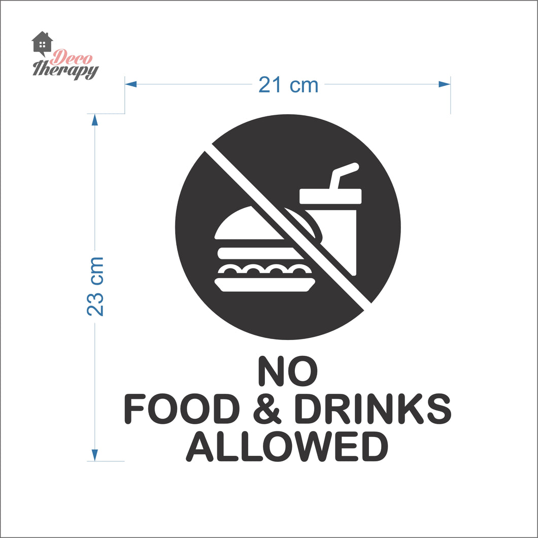 No Food & Drinks Allowed Sign Sticker Self-Adhesive Decotherapy