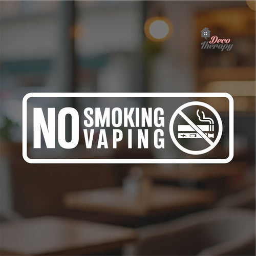 No Smoking No Vaping Rectangular Sign Sticker Self-Adhesive Decotherapy
