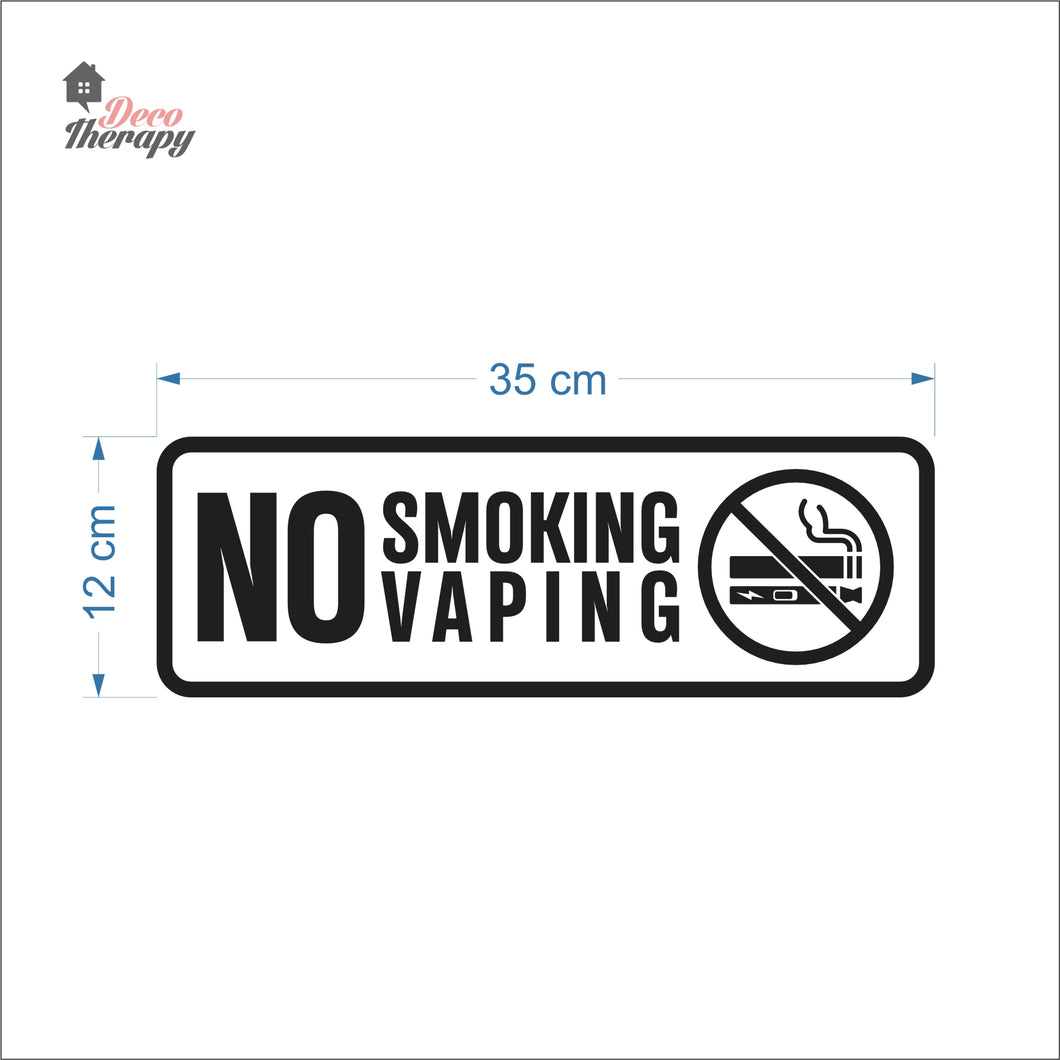 No Smoking No Vaping Rectangular Sign Sticker Self-Adhesive Decotherapy