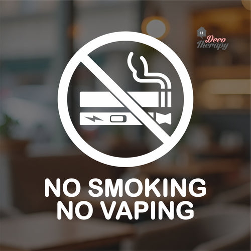 No Smoking No Vaping Round Sign Sticker Self-Adhesive Decotherapy