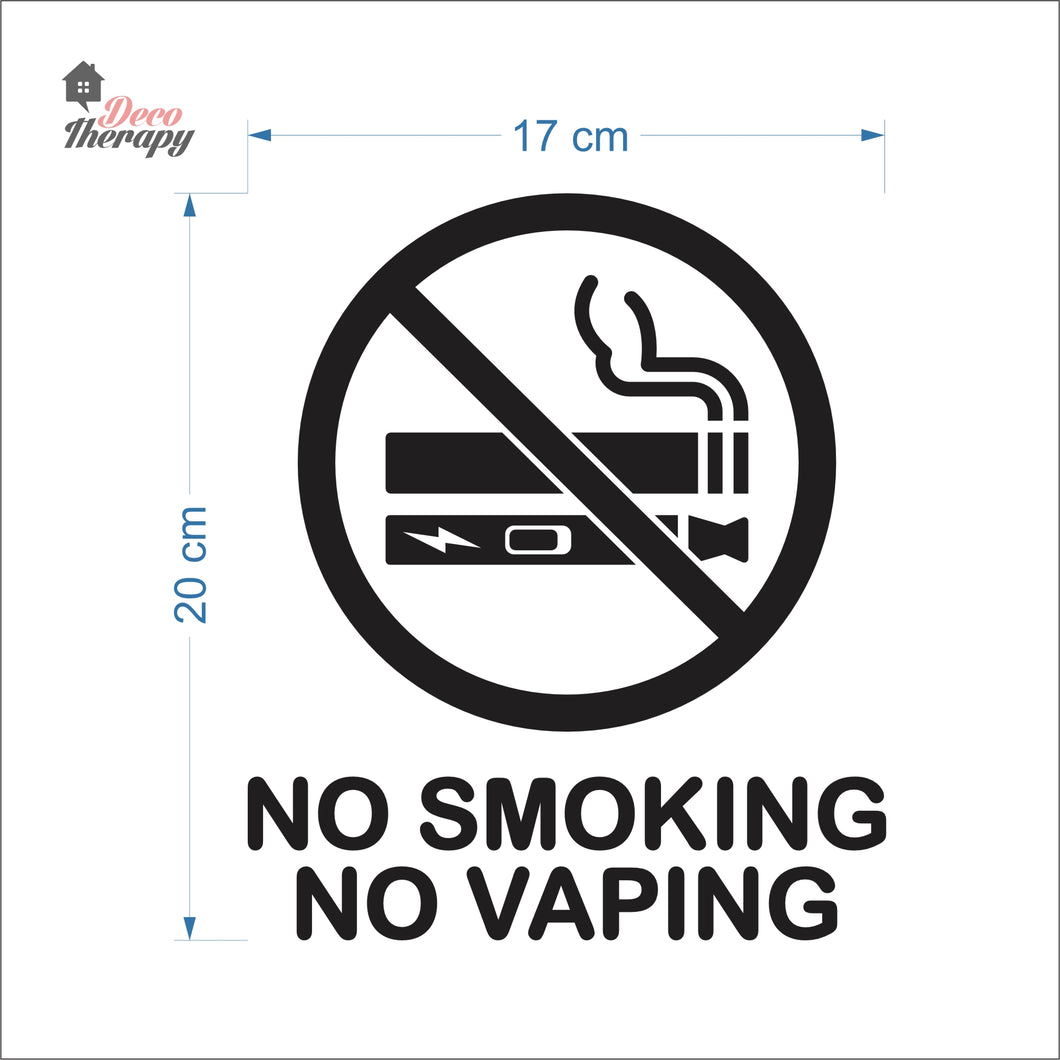 No Smoking No Vaping Round Sign Sticker Self-Adhesive Decotherapy